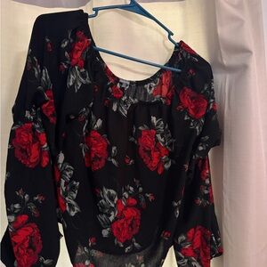 Charlotte Russe Black and Red Floral Blouse